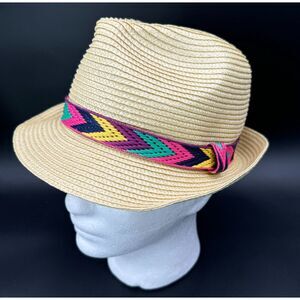Magid Hats Straw Unisex Fedora Hat‎ Cap Geometric Native Southwestern OSFA